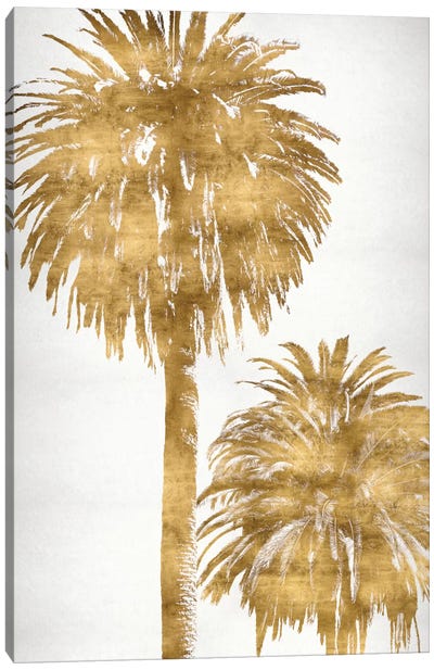 Golden Palms Panel III Canvas Art Print - Black, White & Gold Art