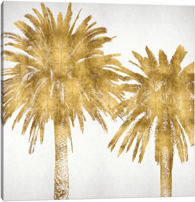 Palms In Gold IV Canvas Art Print - Black, White & Gold Art