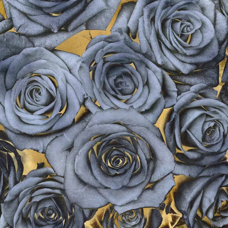 Roses - Blue On Gold