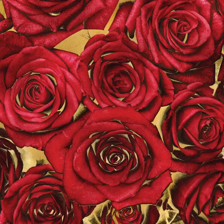 Roses - Red On Gold