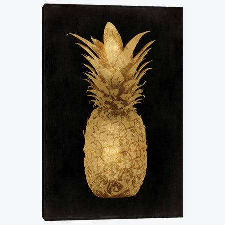 Gold Pineapple On Black I Canvas Print #KAB44} by Kate Bennett Canvas Art