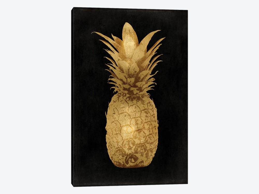 Gold Pineapple On Black I by Kate Bennett 1-piece Art Print