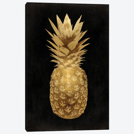 Gold Pineapple On Black II Canvas Print #KAB45} by Kate Bennett Canvas Art