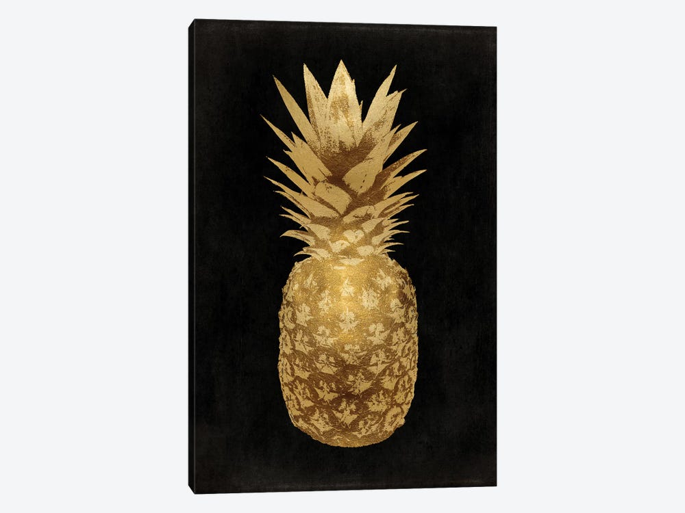 Gold Pineapple On Black II by Kate Bennett 1-piece Canvas Artwork