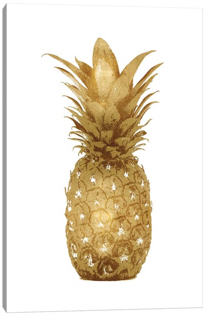 Gold Pineapple On White I Canvas Art Print - Fruit Art