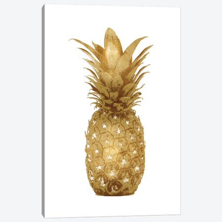 Gold Pineapple On White I Canvas Print #KAB46} by Kate Bennett Canvas Art