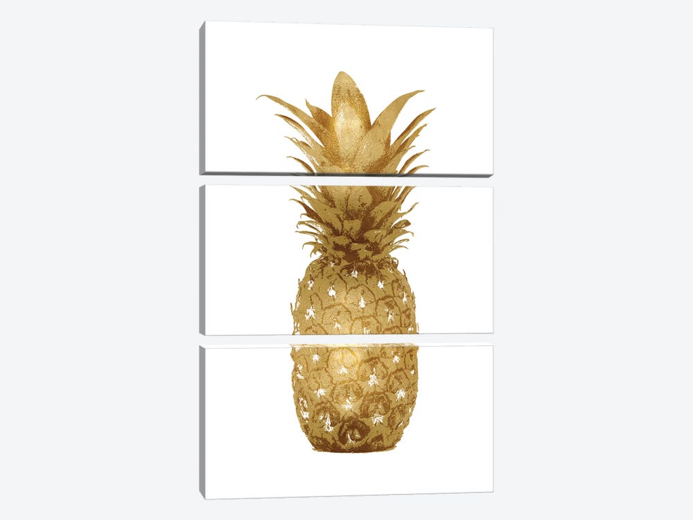 Gold Pineapple On White I by Kate Bennett 3-piece Canvas Art Print