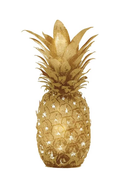 Kate Bennett: Gold Pineapple On White I by Kate Bennett