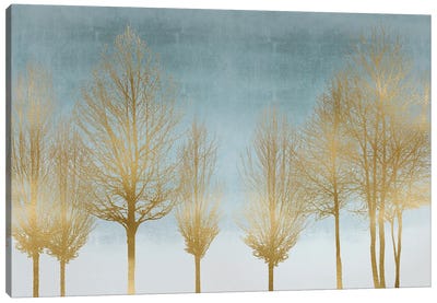 Gold Forest On Aqua Canvas Art Print