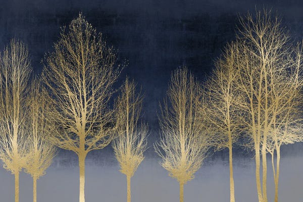 Kate Bennett: Gold Forest On Blue by Kate Bennett