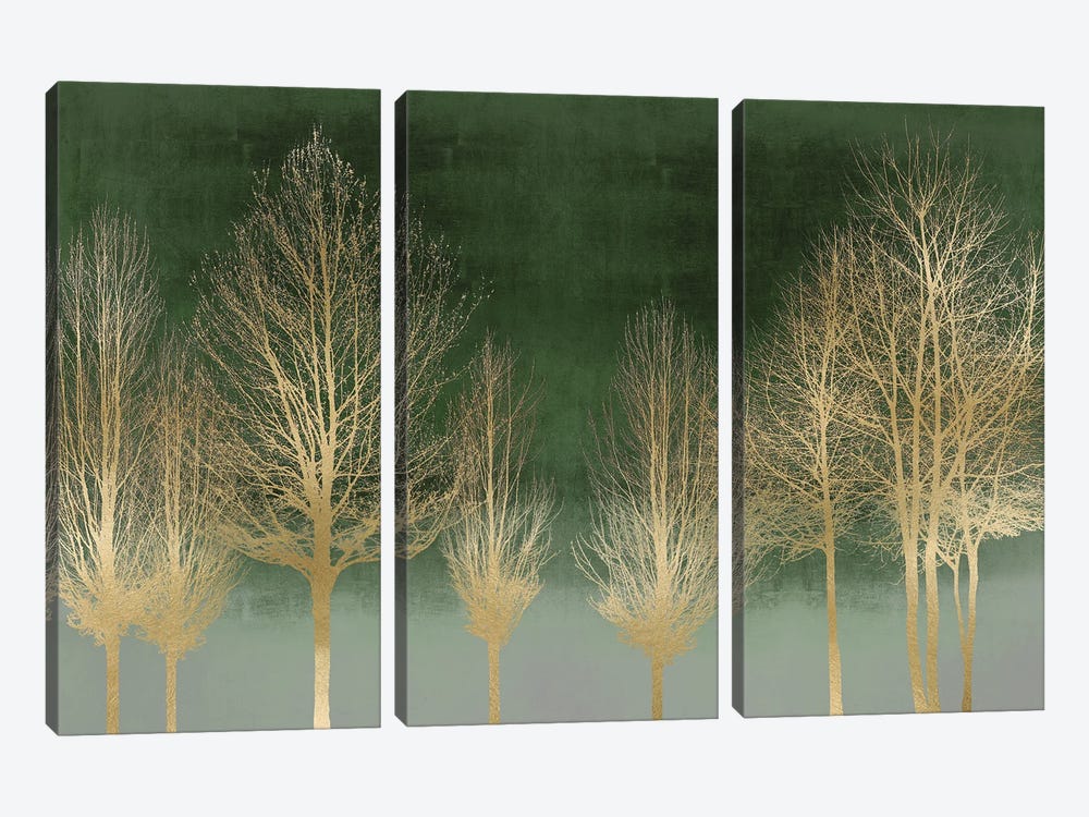 Gold Forest On Green by Kate Bennett 3-piece Canvas Artwork