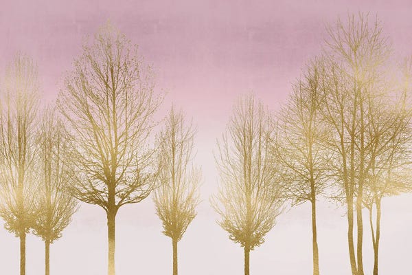 Kate Bennett: Gold Forest On Pink by Kate Bennett