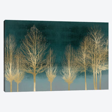 Gold Forest On Teal Canvas Print #KAB66} by Kate Bennett Canvas Artwork