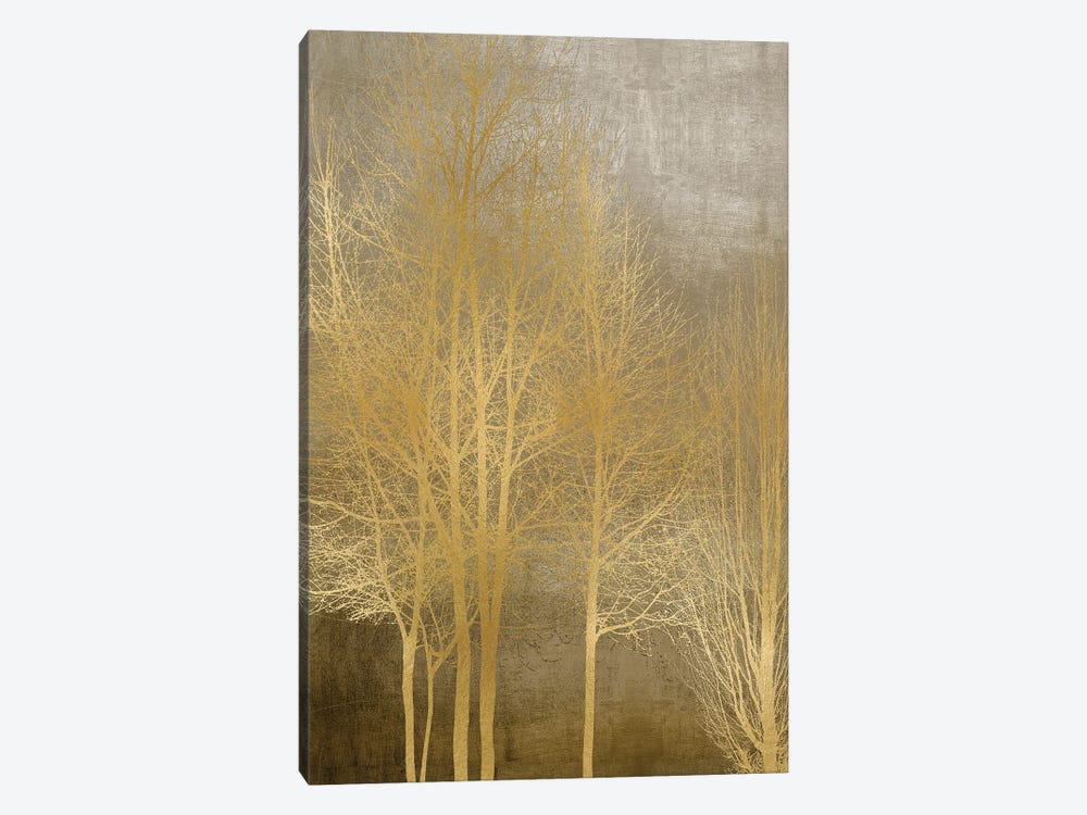 Gold Trees On Brown Panel I by Kate Bennett 1-piece Canvas Art Print