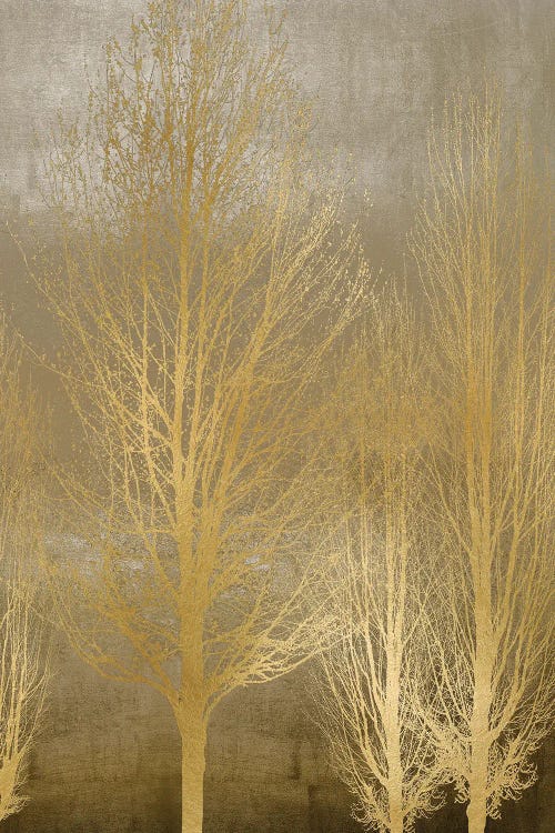 Gold Trees On Brown Panel II