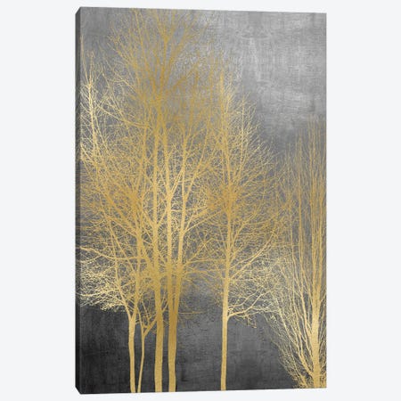 Gold Trees On Gray Panel I Canvas Print #KAB75} by Kate Bennett Canvas Print