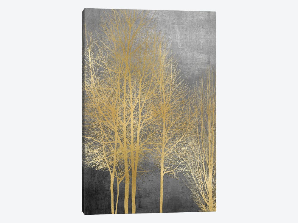 Gold Trees On Gray Panel I by Kate Bennett 1-piece Art Print