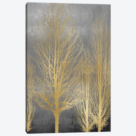 Gold Trees On Gray Panel II Canvas Print #KAB76} by Kate Bennett Art Print