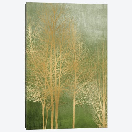 Gold Trees On Green Panel I Canvas Print #KAB77} by Kate Bennett Art Print