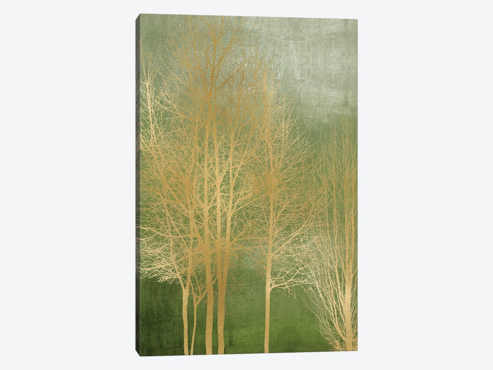 Gold Trees On Green Panel I by Kate Bennett 1-piece Art Print
