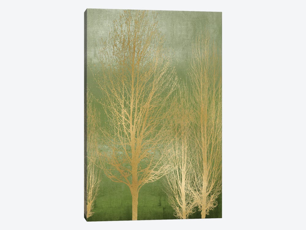 Gold Trees On Green Panel II by Kate Bennett 1-piece Canvas Art