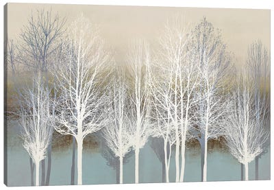 Trees On Aqua Canvas Art Print - Calm & Sophisticated Living Room Art