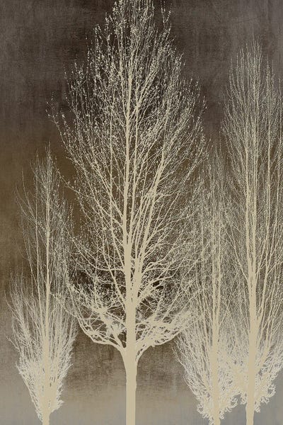 Kate Bennett: Trees On Brown Panel II by Kate Bennett