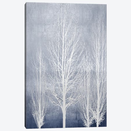 White Trees On Blue Panel II Canvas Print #KAB99} by Kate Bennett Canvas Wall Art