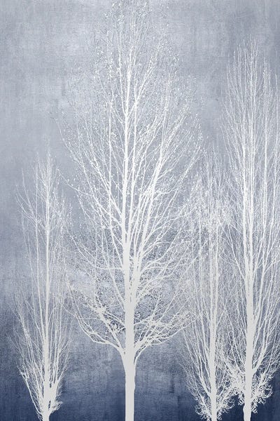 Kate Bennett: White Trees On Blue Panel II by Kate Bennett