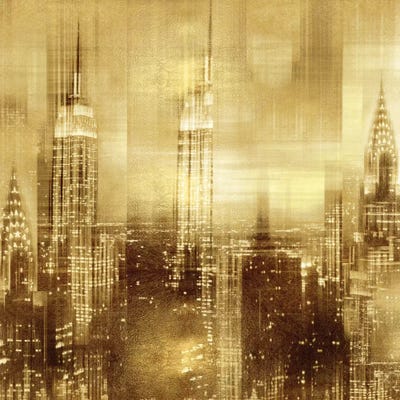 NYC - Reflections In Gold II by Kate Carrigan framed canvas print