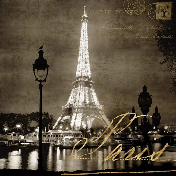 Towers: Paris At Night In Sepia by Kate Carrigan