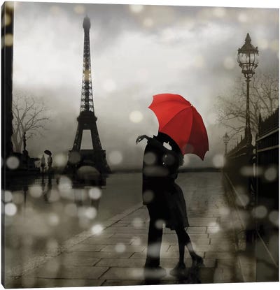 Paris Romance Canvas Art Print - Umbrellas 