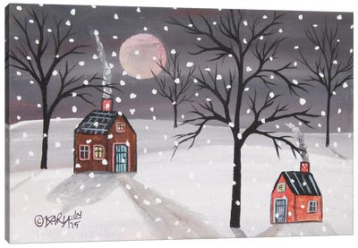 Snowy Night Canvas Art Print - Snow Art