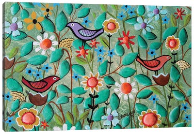 Birds and Blooms Canvas Art Print - Karla Gerard