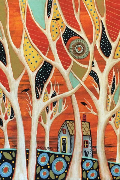 Folk Art: White Trees I by Karla Gerard