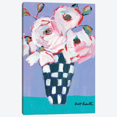 Bouquet on Cornflower and Jade    Canvas Print #KAI125} by Kait Roberts Canvas Art