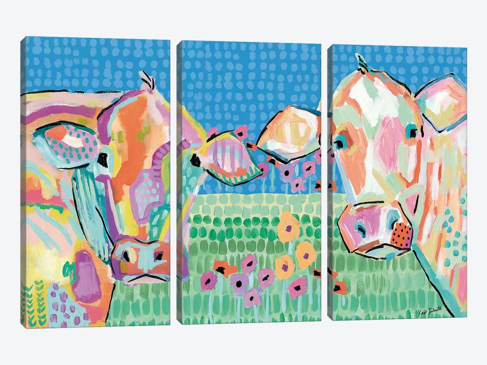 Moo Series:  Lucy & Peggy by Kait Roberts 3-piece Canvas Wall Art