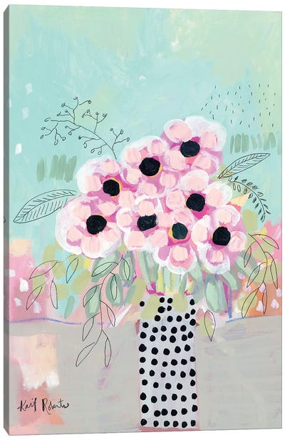 Dots & Flowers Canvas Art Print