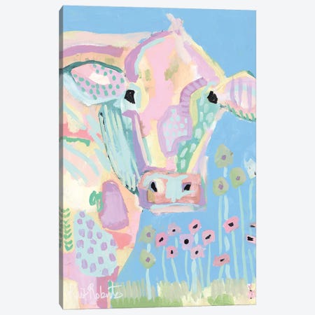 Pastel Cow Canvas Print #KAI275} by Kait Roberts Canvas Wall Art
