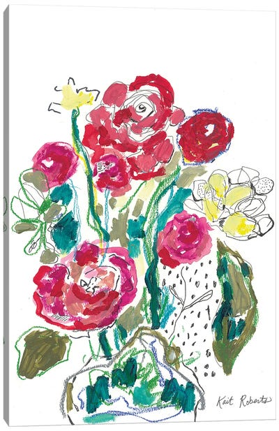 Down tTe Rabbit Hole With Flowers Canvas Art Print - Kait Roberts