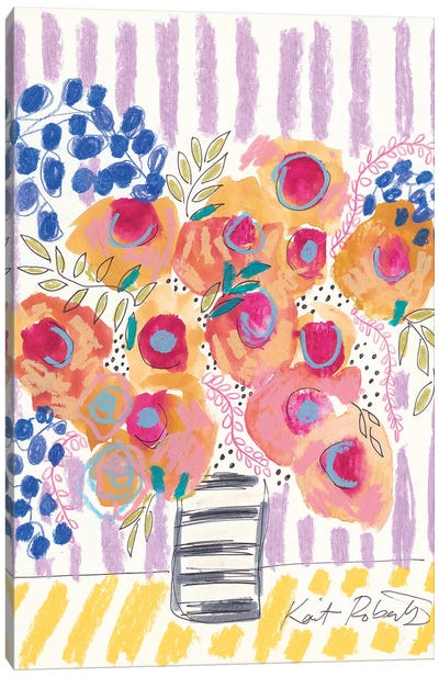 Peach Poppies Canvas Art Print - Kait Roberts