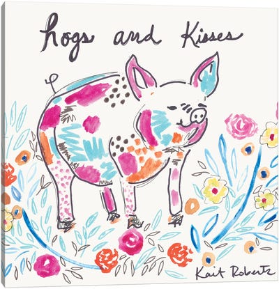 Hogs And Kisses Canvas Art Print - Kait Roberts
