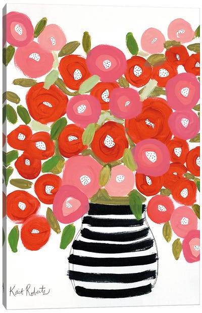 Poppies In Strawberry And Taffy Canvas Art Print - Kait Roberts