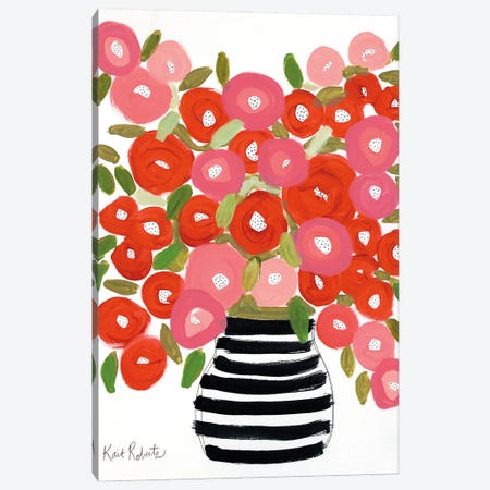 Poppies In Strawberry And Taffy Canvas Print #KAI318} by Kait Roberts Canvas Artwork