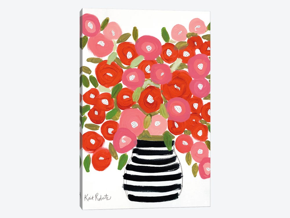 Poppies In Strawberry And Taffy by Kait Roberts 1-piece Canvas Art