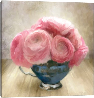 Jubilee Celebration Roses In Blue China Cup Canvas Art Print