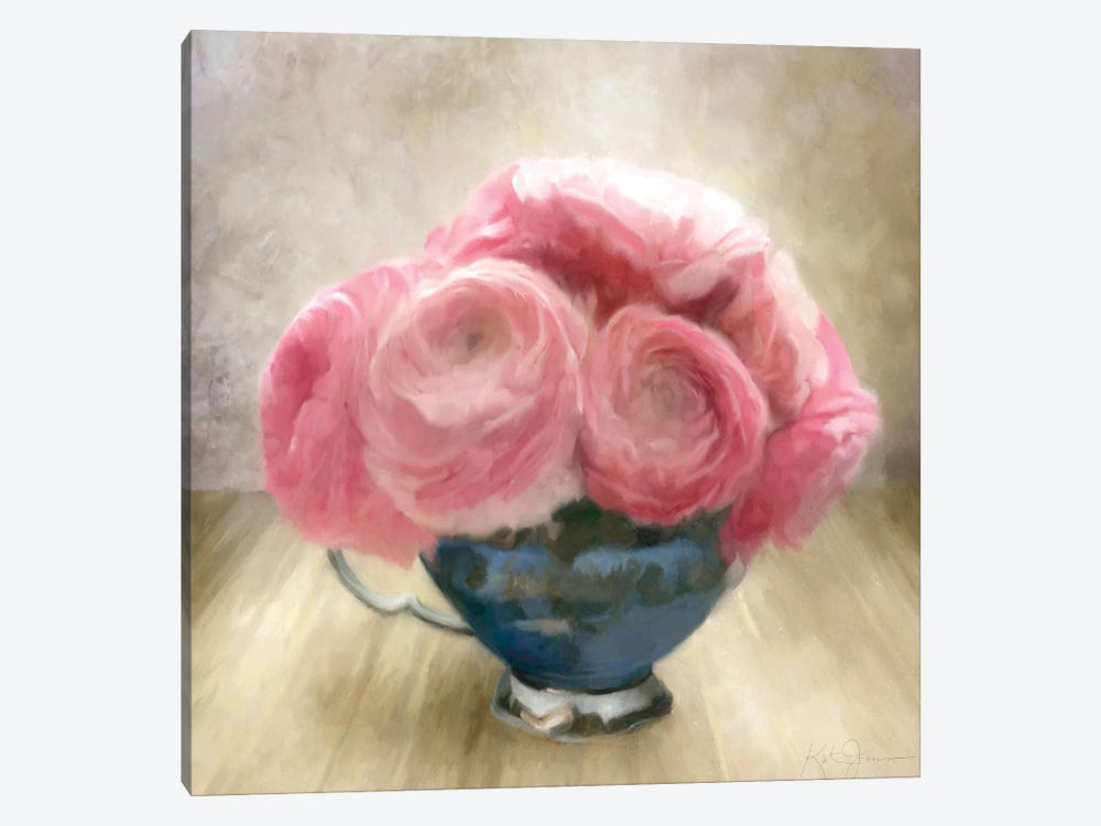 Jubilee Celebration Roses In Blue China Cup by Katrina Jones 1-piece Canvas Artwork