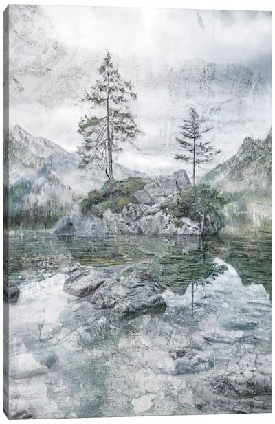 Lake Mountain Solitude Canvas Art Print - Katrina Jones