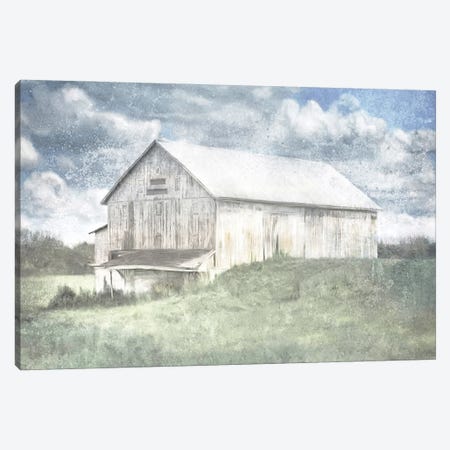 Old White Barn And Blue Sky Canvas Print #KAJ107} by Katrina Jones Canvas Art