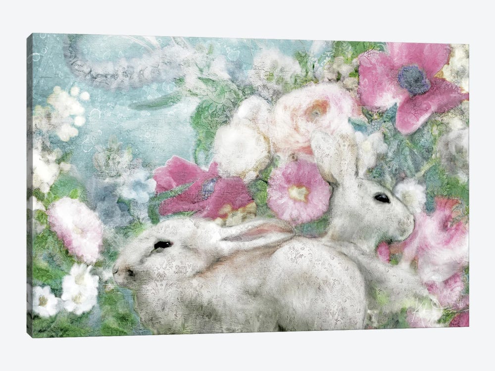 Spring Garden Bunnies by Katrina Jones 1-piece Canvas Wall Art